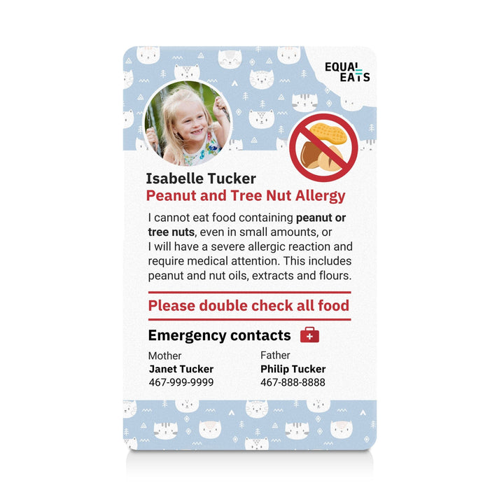 Kitties Peanut and Tree Nut Allergy ID Card (EqualEats)