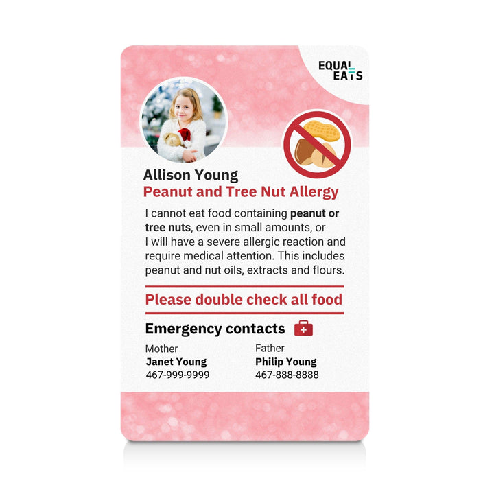 Sparkle Peanut and Tree Nut Allergy ID Card (EqualEats)
