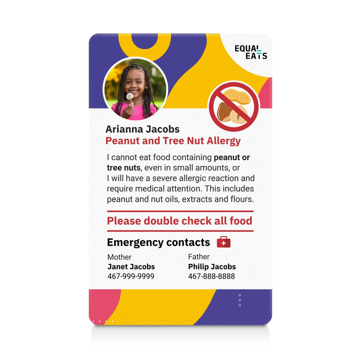 Waves Peanut and Tree Nut Allergy ID Card (EqualEats)
