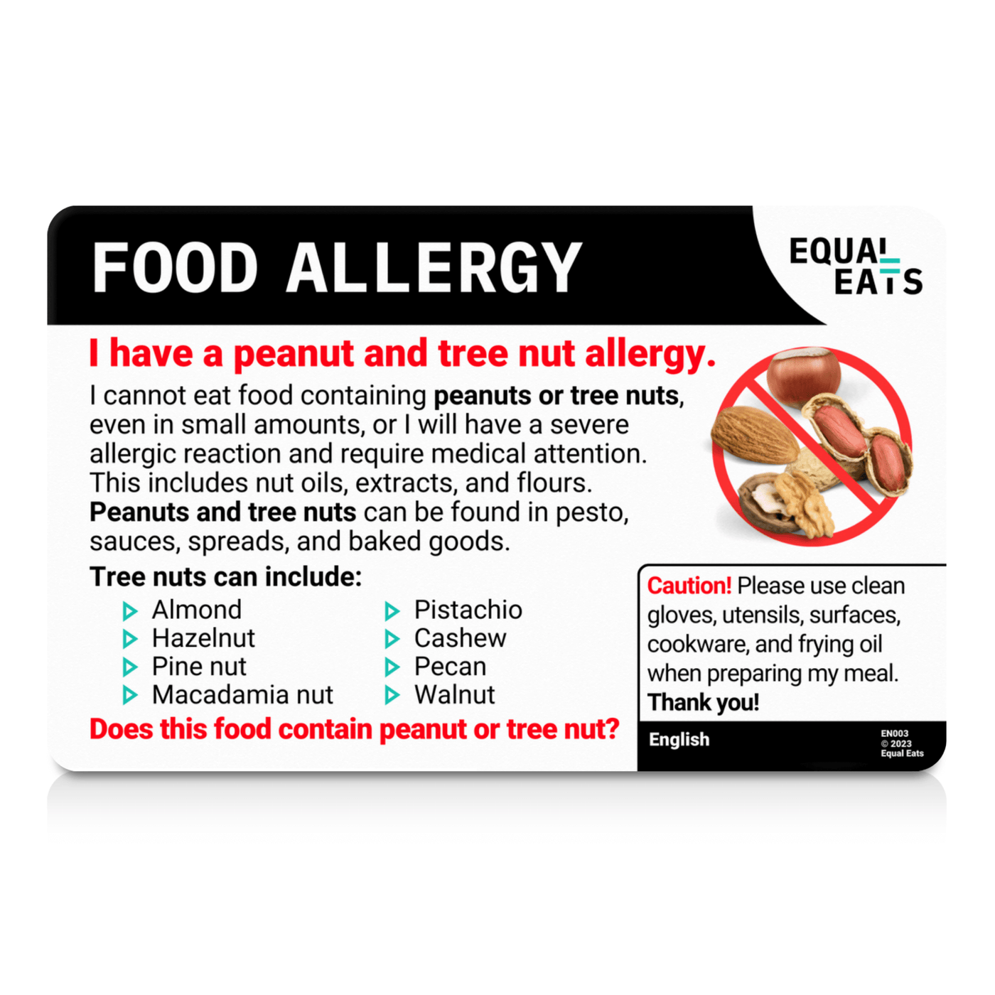 Peanut and Tree Nut Allergy Translation Card by Equal Eats