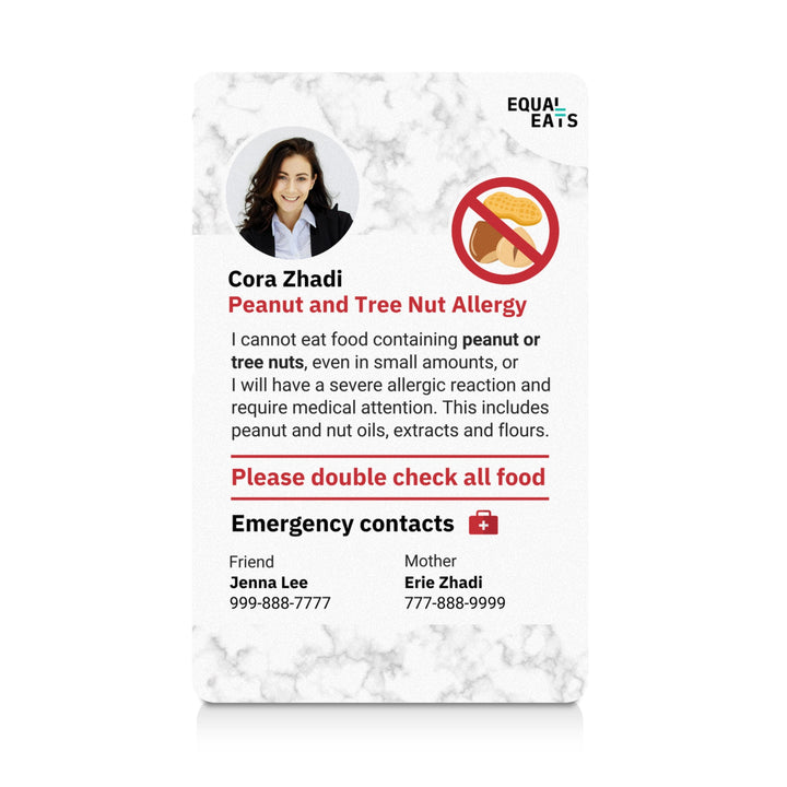 Marble Peanut and Tree Nut Allergy ID Card (EqualEats)