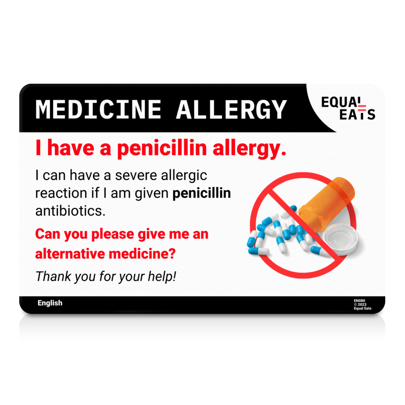 Traditional Chinese (Taiwan) Penicillin Allergy Card