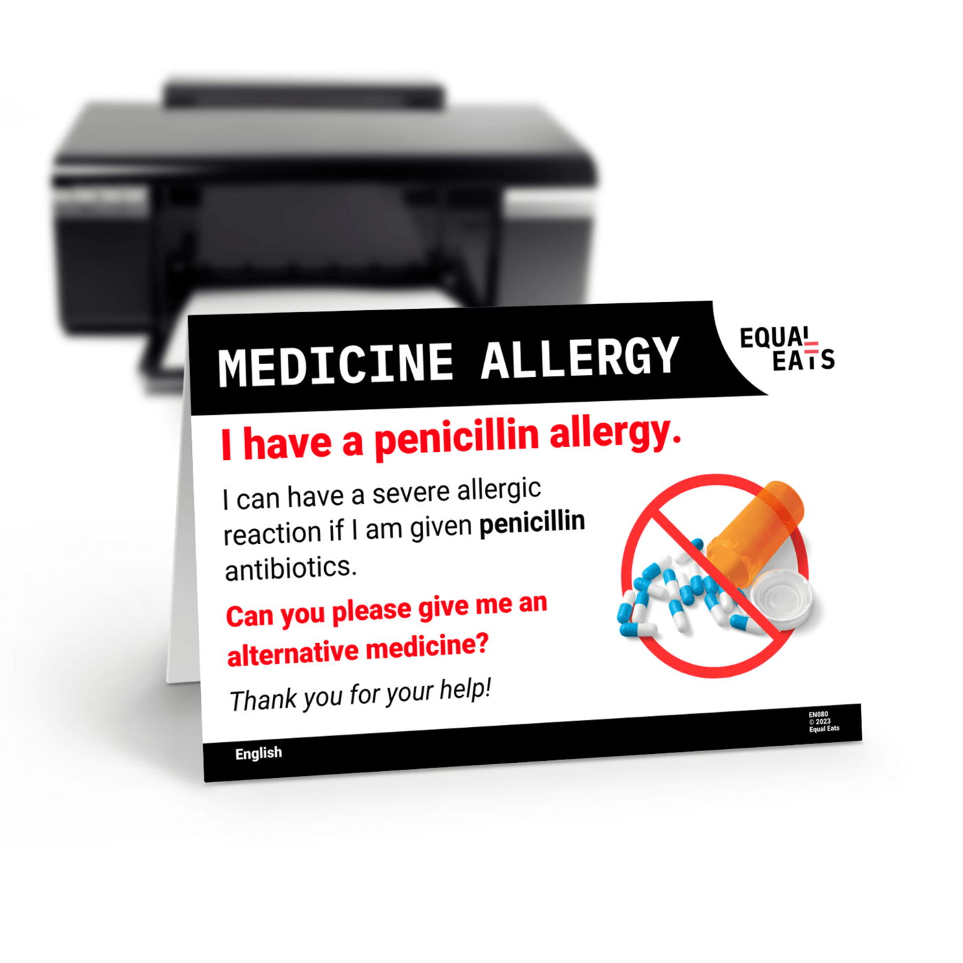 Penicillin Allergy Card by Equal Eats
