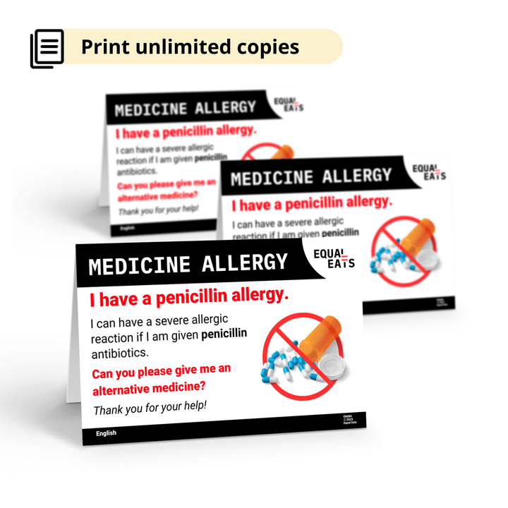 Free Penicillin Allergy Card in English (Printable)