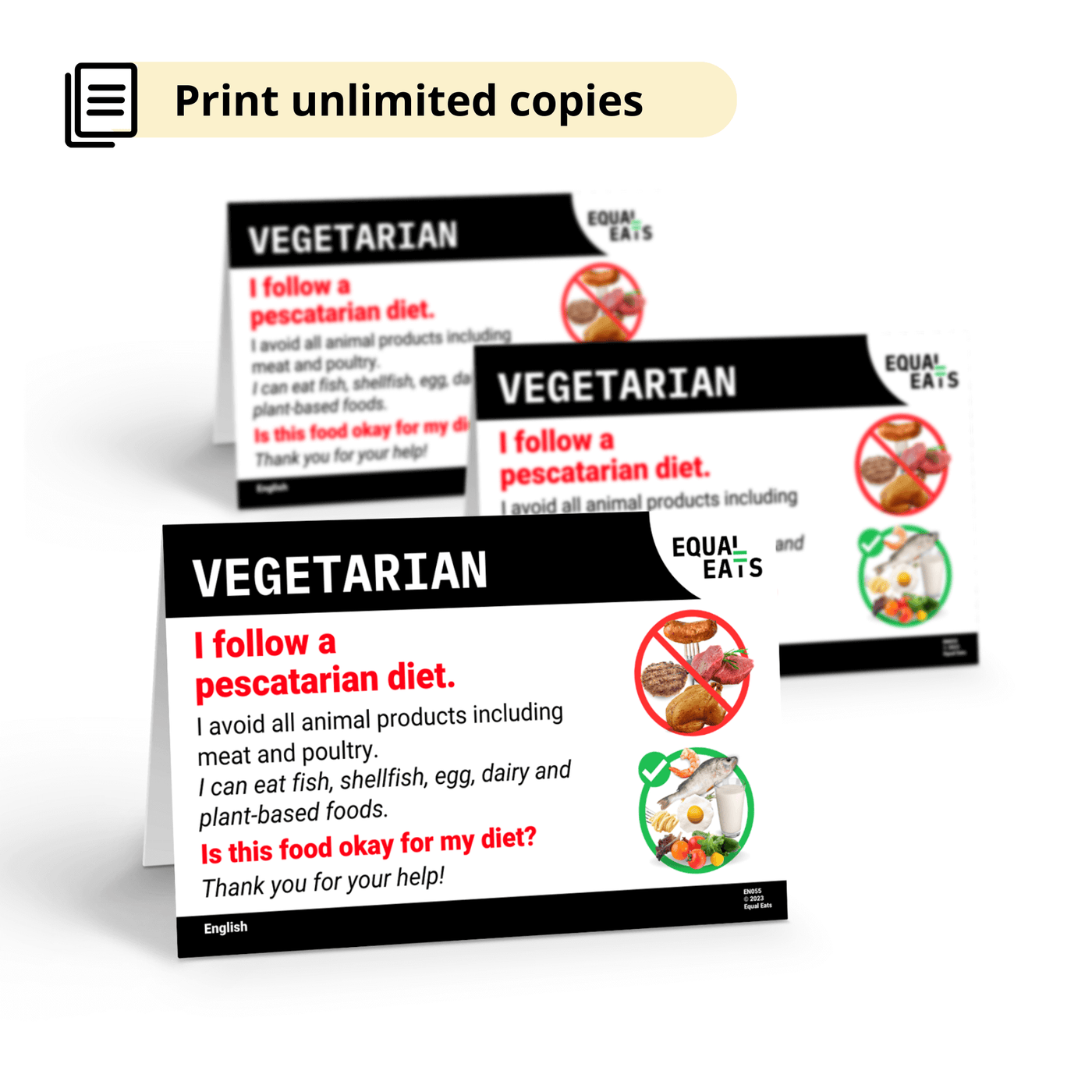 Pescatarian Diet Dining Cards