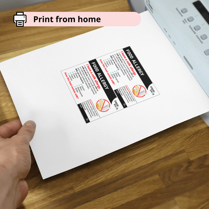 Free Milk Allergy Card in English (Printable)