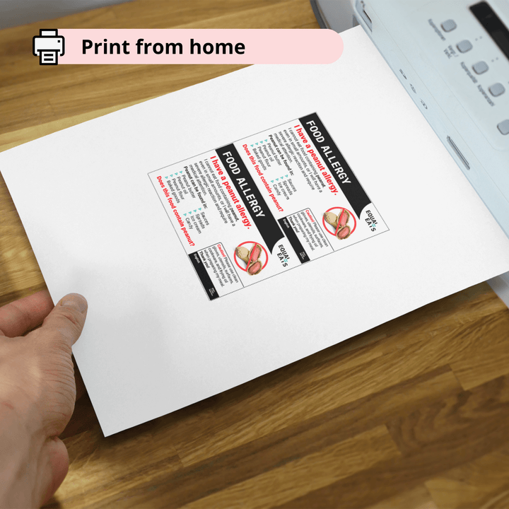 Free Peanut Allergy Card in English (Printable)