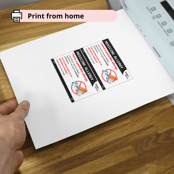 Free Penicillin Allergy Card in English (Printable)