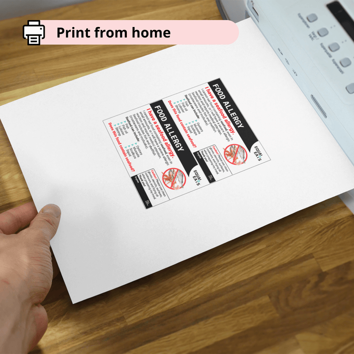 Free Seafood Allergy Card in English (Printable)