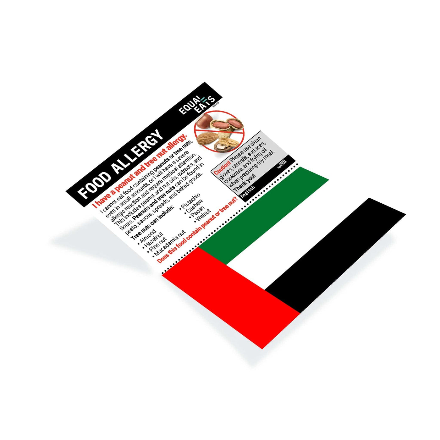Printable Peanut and Tree Nut Allergy Card in Arabic