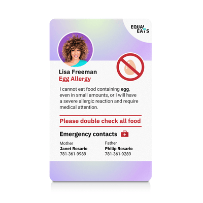 Purple Shine Egg Allergy ID Card (EqualEats)
