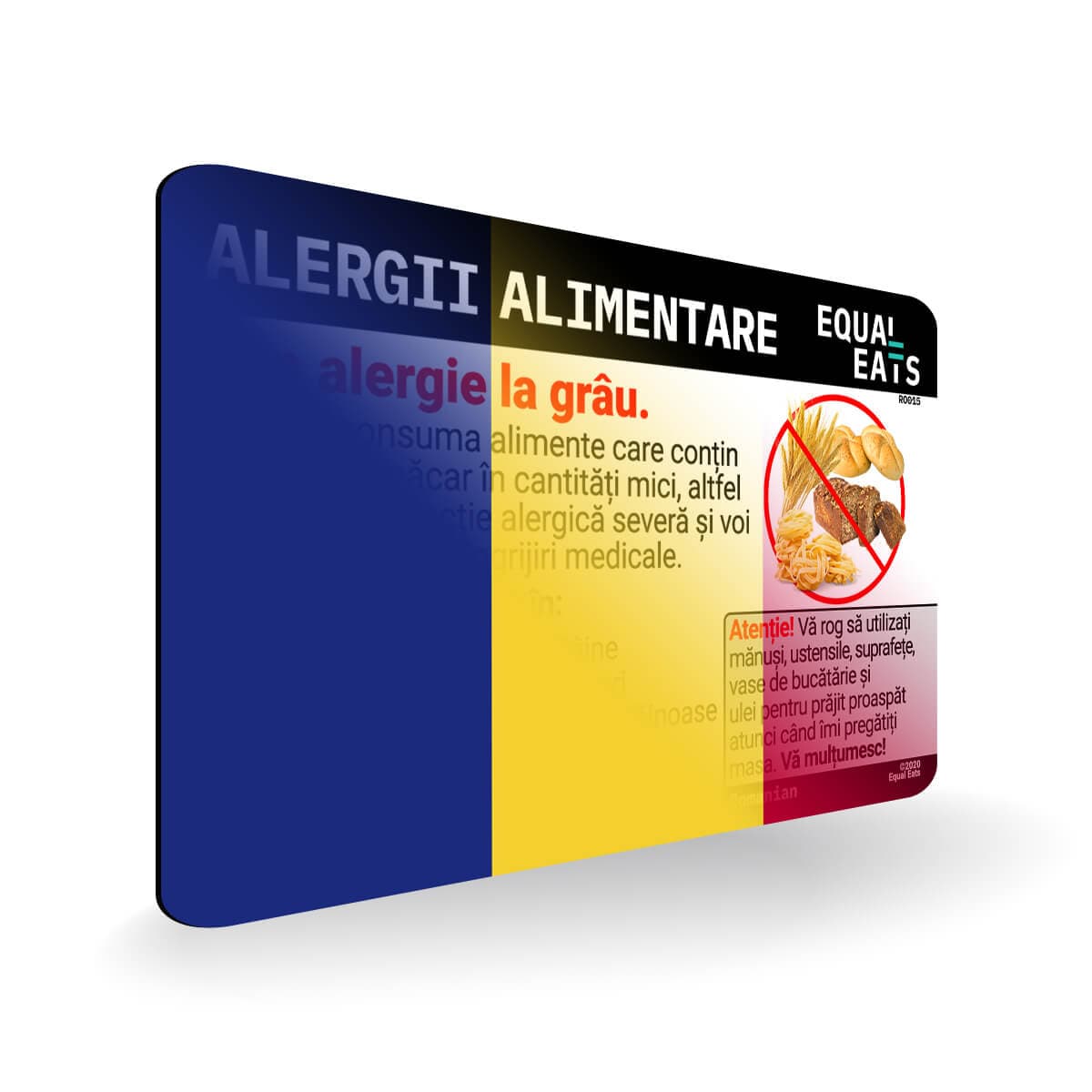 Wheat Allergy in Romanian. Wheat Allergy Card for Romania