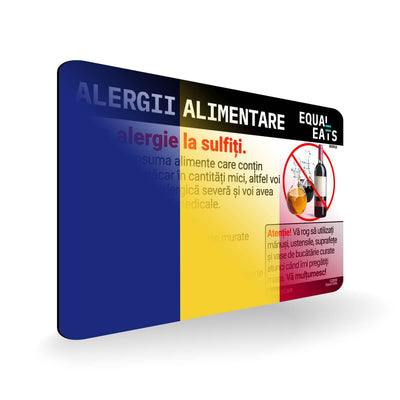 Sulfite Allergy in Romanian. Sulfite Allergy Card for Romania