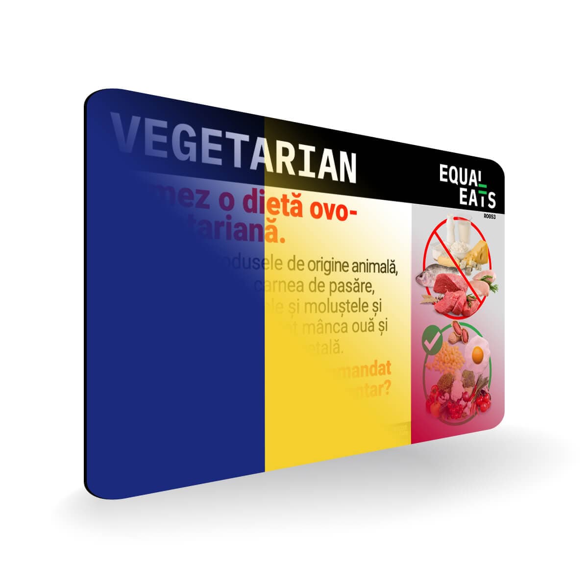 Ovo Vegetarian in Romanian. Card for Vegetarian in Romania