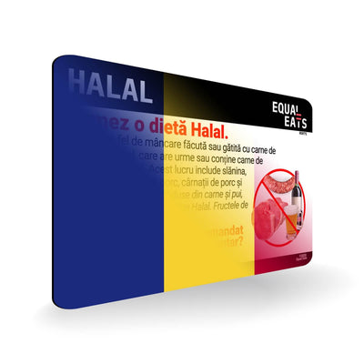 Halal Diet in Romanian. Halal Food Card for Romania