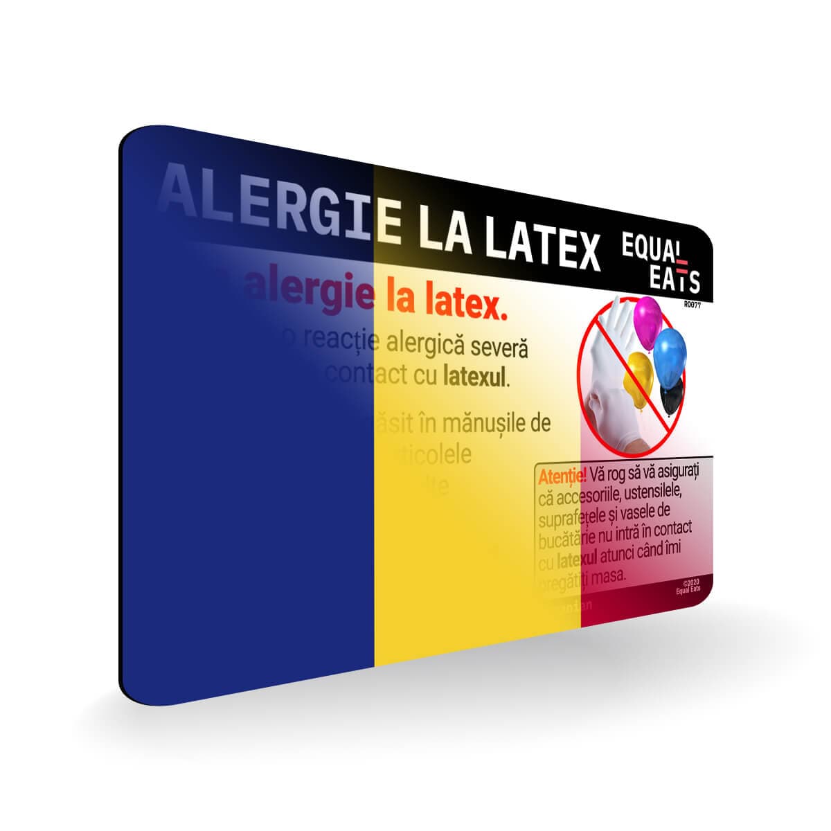 Latex Allergy in Romanian. Latex Allergy Travel Card for Romania