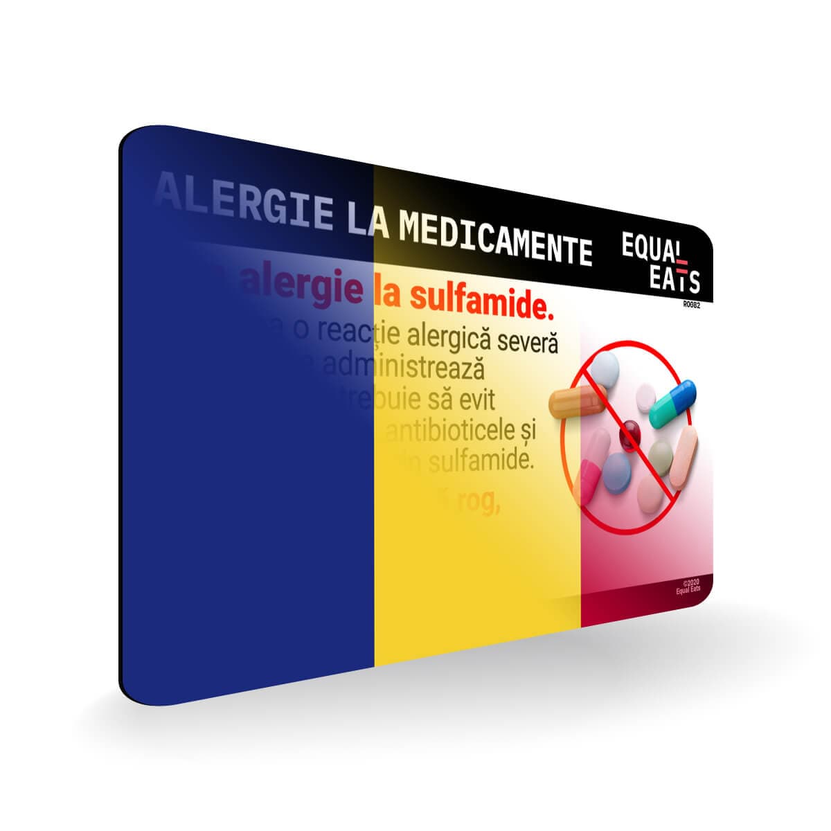 Sulfa Allergy in Romanian. Sulfa Medicine Allergy Card for Romania