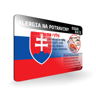 Fish Allergy in Slovak. Fish Allergy Card for Slovakia
