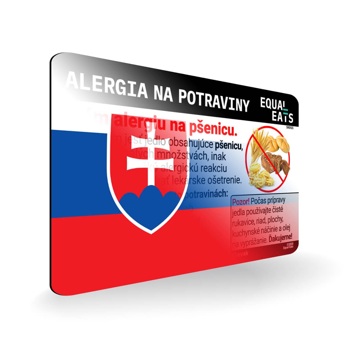Wheat Allergy in Slovak. Wheat Allergy Card for Slovakia