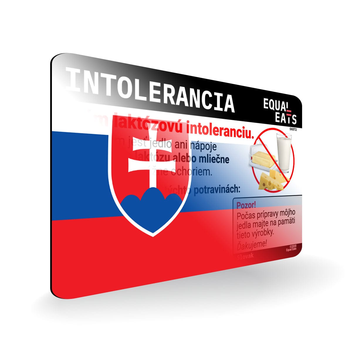 Lactose Intolerance in Slovak. Lactose Intolerant Card for Slovakia