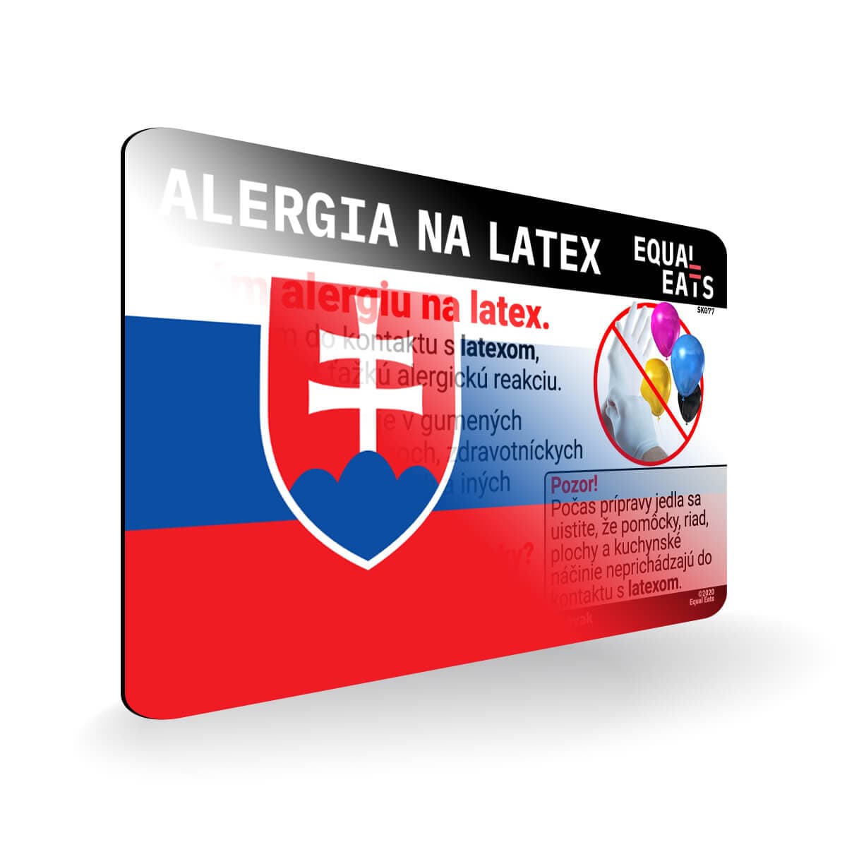 Latex Allergy in Slovak. Latex Allergy Travel Card for Slovakia