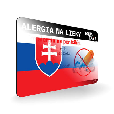 Penicillin Allergy in Slovak. Penicillin medical ID Card for Slovakia