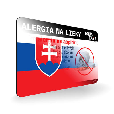 Aspirin Allergy in Slovak. Aspirin medical I.D. Card for Slovakia