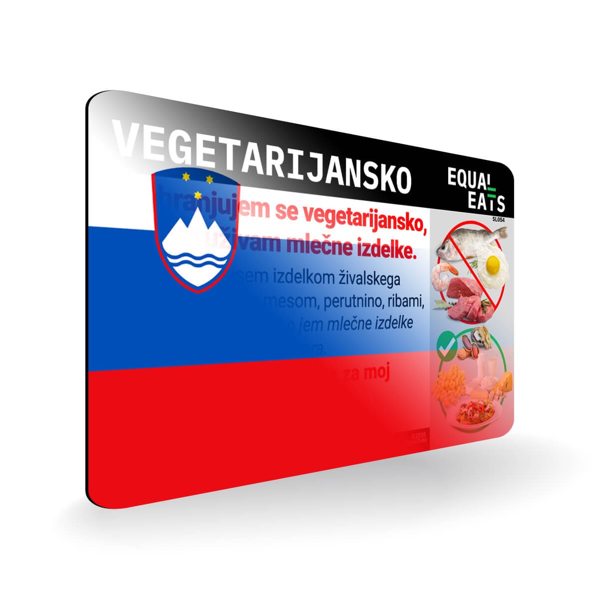 Lacto Vegetarian Card in Slovenian. Vegetarian Travel for Slovenia