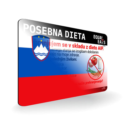 AIP Diet in Slovenian. AIP Diet Card for Slovenia