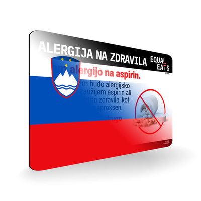 Aspirin Allergy in Slovenian. Aspirin medical I.D. Card for Slovenia