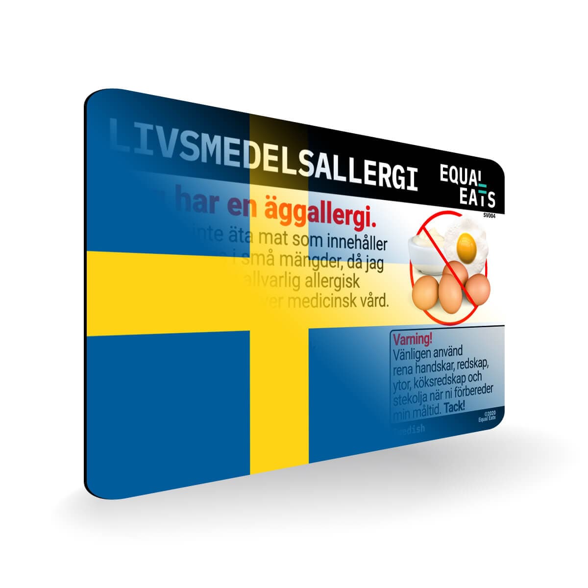 Egg Allergy in Swedish. Egg Allergy Card for Sweden