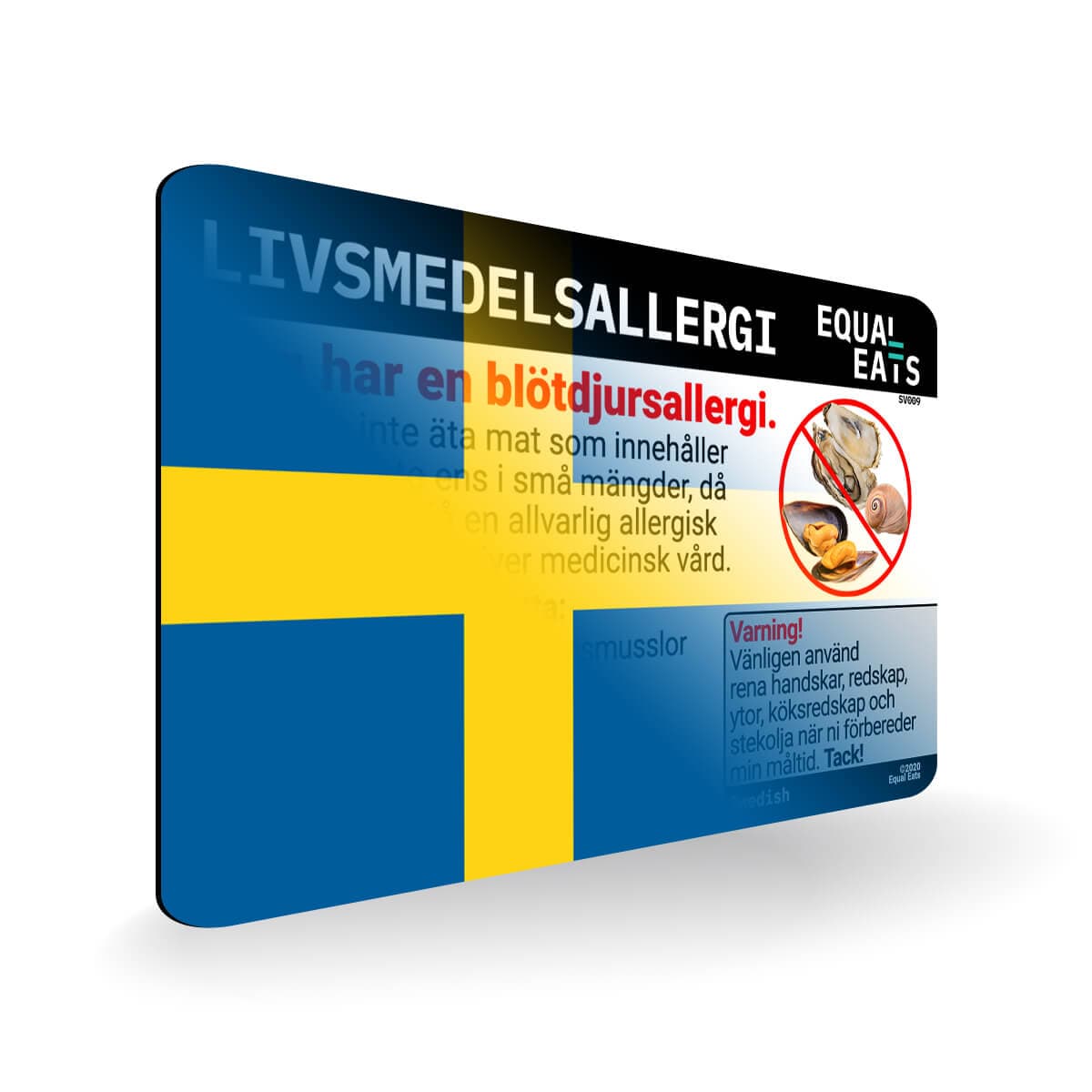 Mollusk Allergy in Swedish. Mollusk Allergy Card for Sweden
