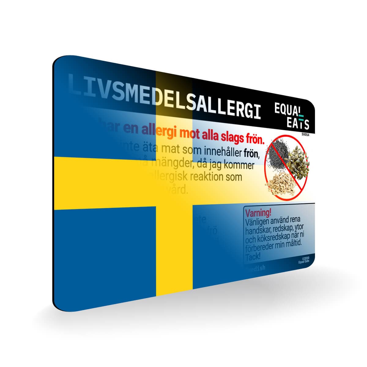 Seed Allergy in Swedish. Seed Allergy Card for Sweden