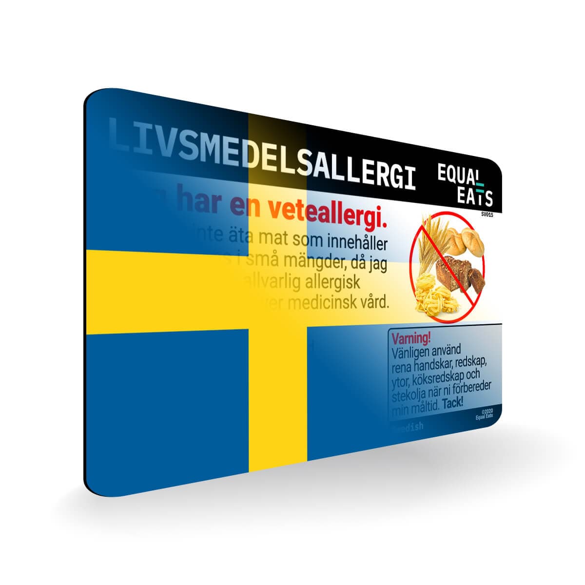 Wheat Allergy in Swedish. Wheat Allergy Card for Sweden