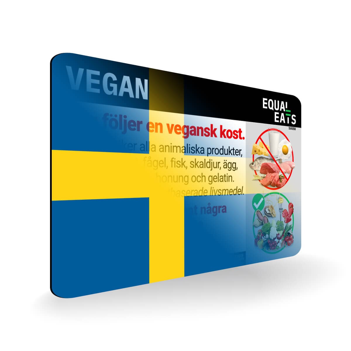 Vegan Diet in Swedish. Vegan Card for Sweden
