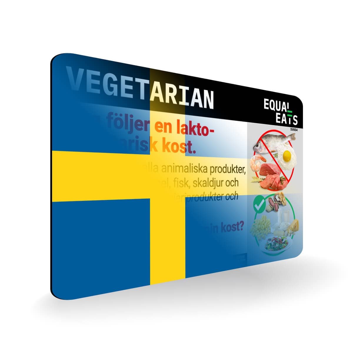 Lacto Vegetarian Card in Swedish. Vegetarian Travel for Sweden