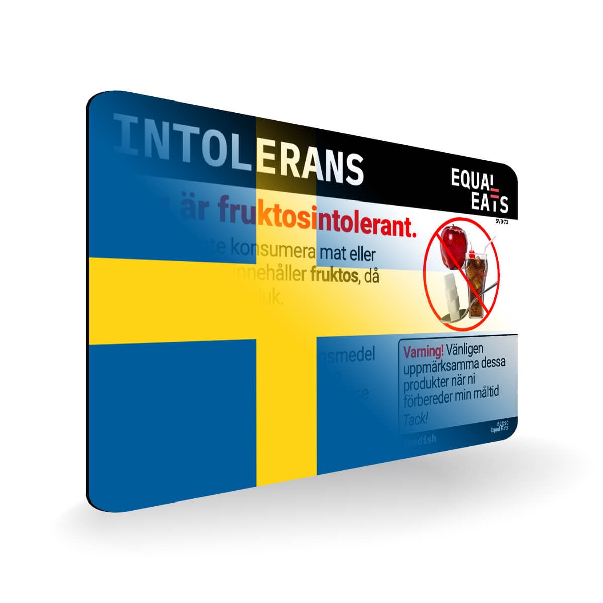 Fructose Intolerance in Swedish. Fructose Intolerant Card for Sweden