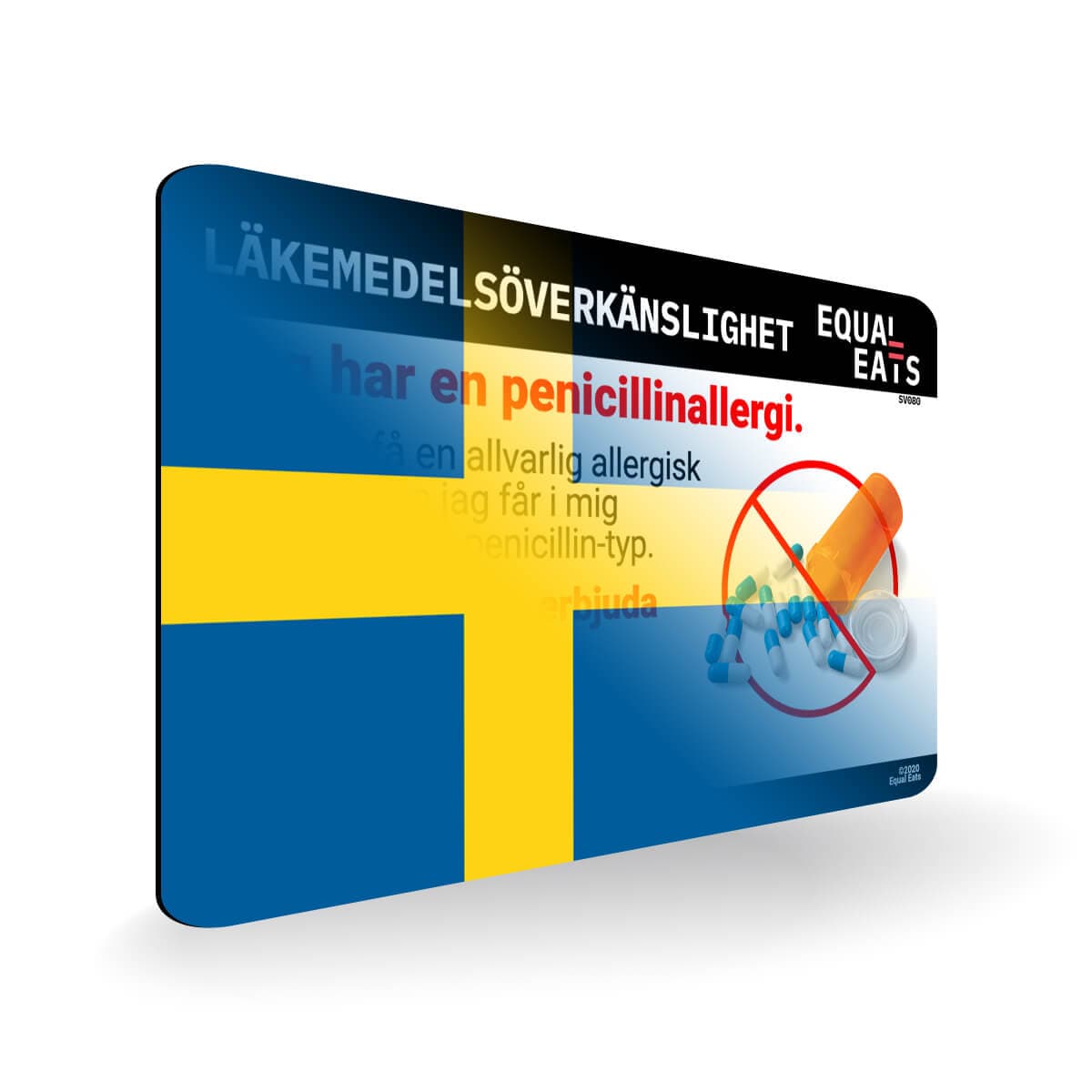 Penicillin Allergy in Swedish. Penicillin medical ID Card for Sweden
