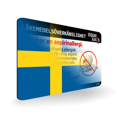 Aspirin Allergy in Swedish. Aspirin medical I.D. Card for Sweden