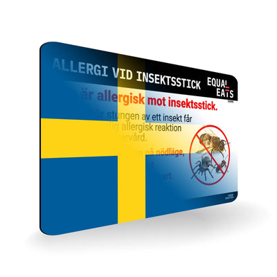 Insect Sting Allergy in Swedish. Bee Sting Allergy Card for Sweden