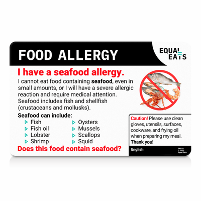 Macedonian Seafood Allergy Card