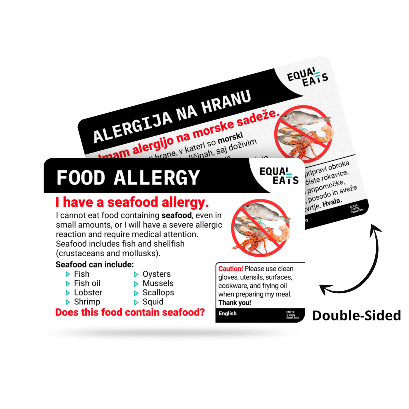 Arabic Seafood Allergy Card