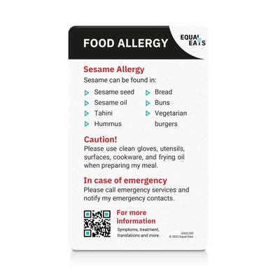 Sesame Allergy ID Card List of Foods (EqualEats)