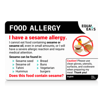 Greek Sesame Allergy Card