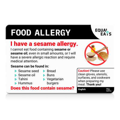 Sesame Allergy Card by Equal Eats