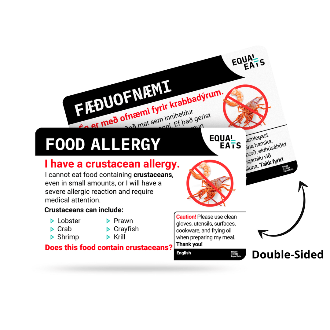 Hebrew Crustacean Allergy Card