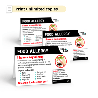 Free Soy Allergy Card in English (Printable)