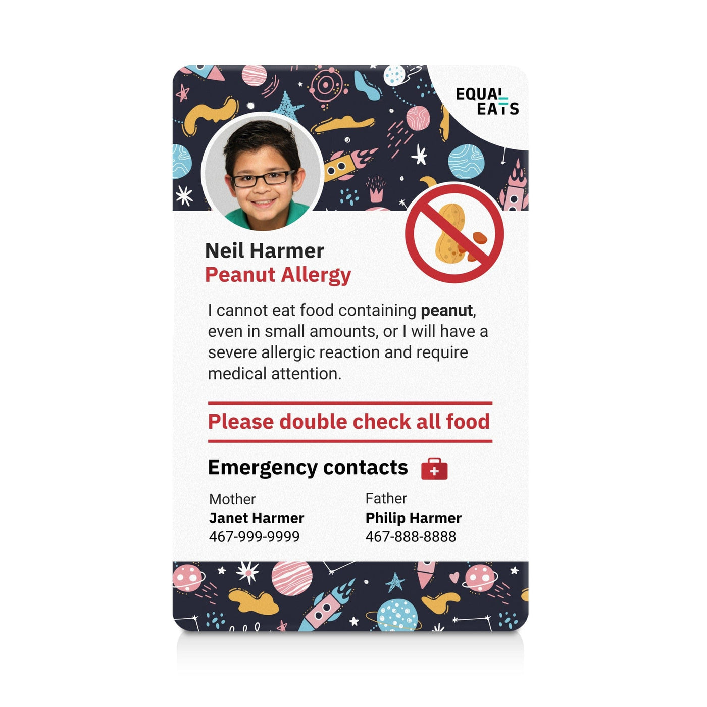 Peanut Allergy ID Card