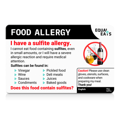Arabic Sulfite Allergy Card