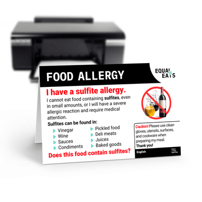 Free Sulfite Allergy Card in English (Printable)